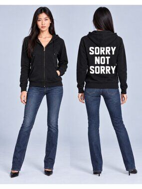 Bluenotes Black “SORRY NOT SORRY” Zip-Up Hoodie — Size S